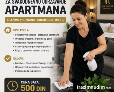 Potrebna žena za održavanje apartmana