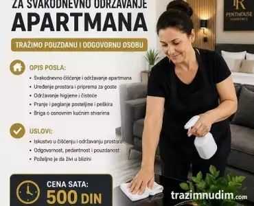 Potrebna žena za održavanje apartmana 